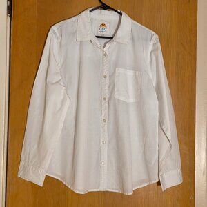 C&C California Button Up Shirt Womens XL White 100% Cotton Boxy Coastal Preppy